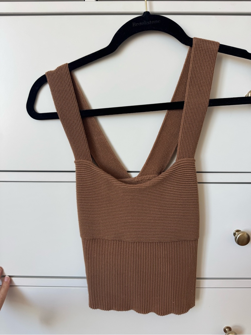Ribbed Sweater Tank - Brown Cross Back